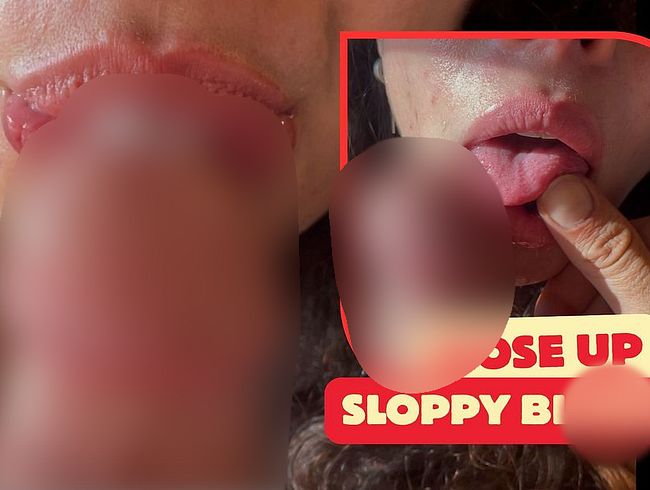 Nahaufnahme!! Oh mein Gott! Schlampiger bl*wjob an seinem schw**zkopf!