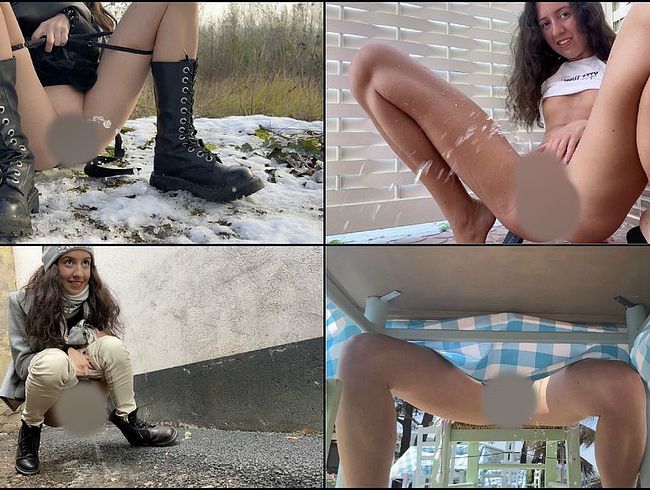 Öffentliches pin**ln auf der Straße, Zusammenstellung, riskantes pi**en im Freien