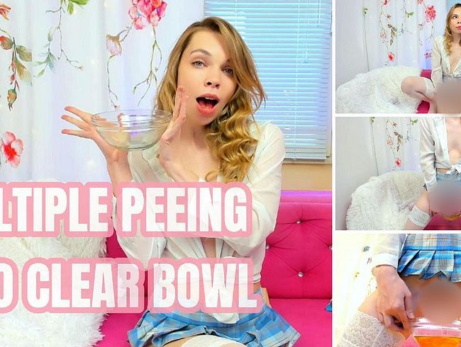 Mehrfaches Urinieren in eine durchsichtige Schüssel - Urinfetisch