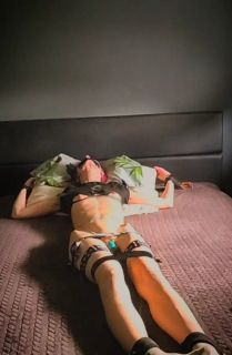 Bound to bed with fixed vibrator on my pussy